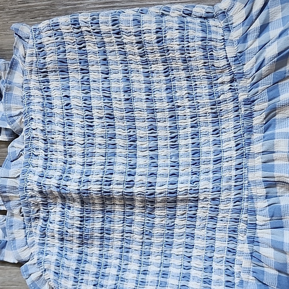 Blue Gingham Mini Dress - Picture 6 of 12